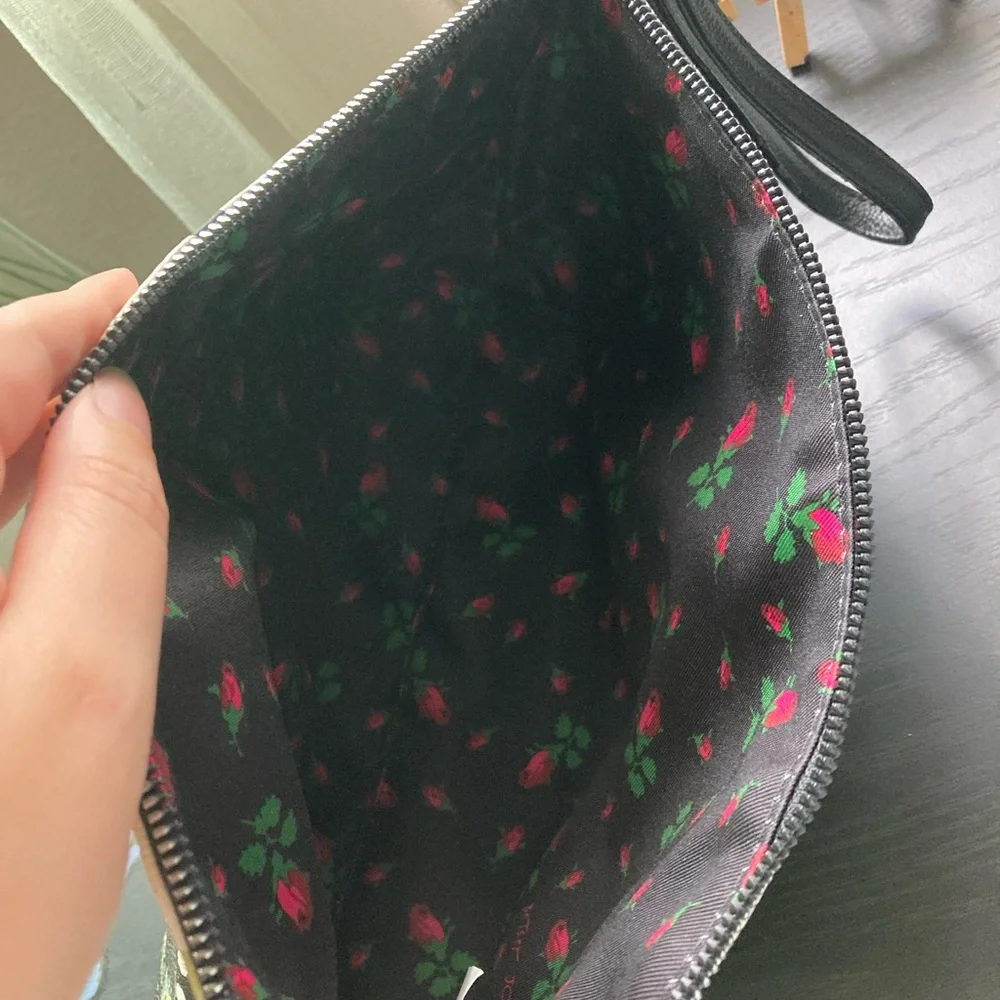 Betsey Johnson Black Floral Polka Dot Clutch - Picture 5 of 6